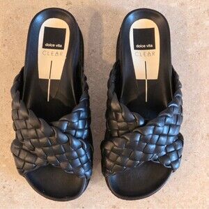 Dolce Vita Clear Wrenley Women's Platform Braided Sandal Black 7.5